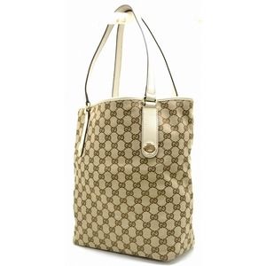 Gucci Bag GG Beige Style Bucket Khaki Leather Tote